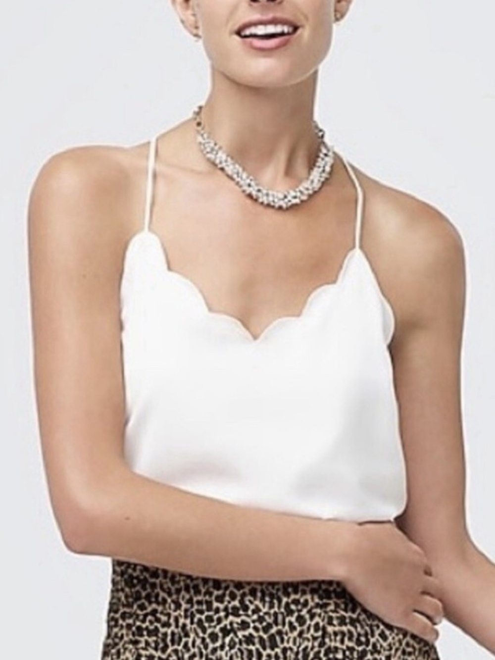 J. Crew Scalloped Cami Top, Ivory